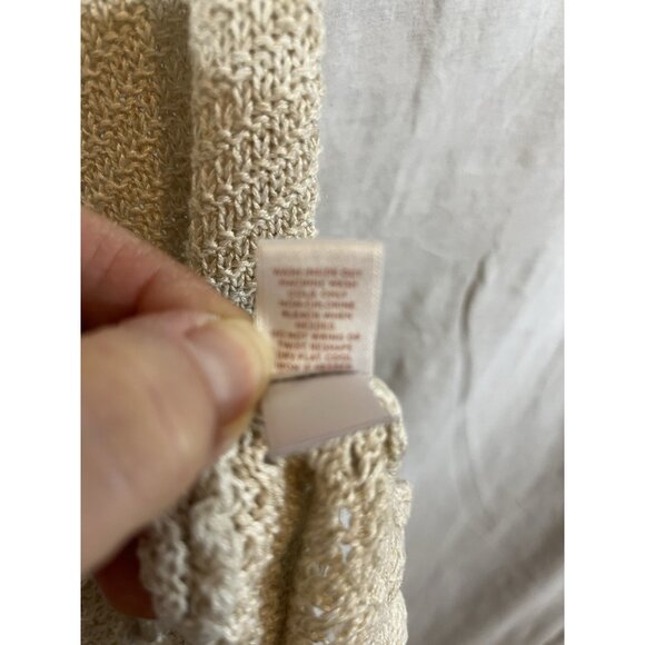 Lauren Conrad Women's XL Open Knit Cold Shoulder Cream Sweater - Picture 4 of 11